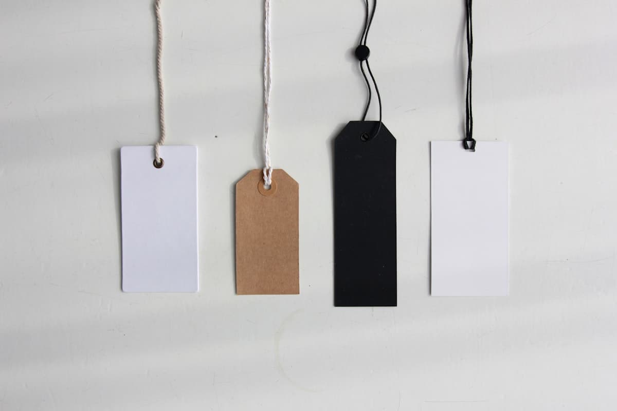 Durable inspection tags hanging in a row